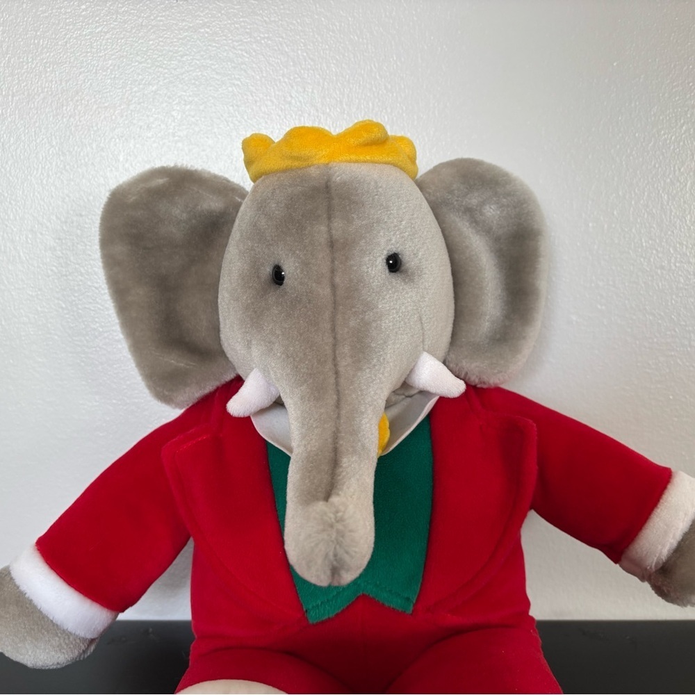 Vtg Gund Babar the Elephant Plush 1988 Macys 14” Stuffed Animal Red Suit Crown - Picture 6 of 10